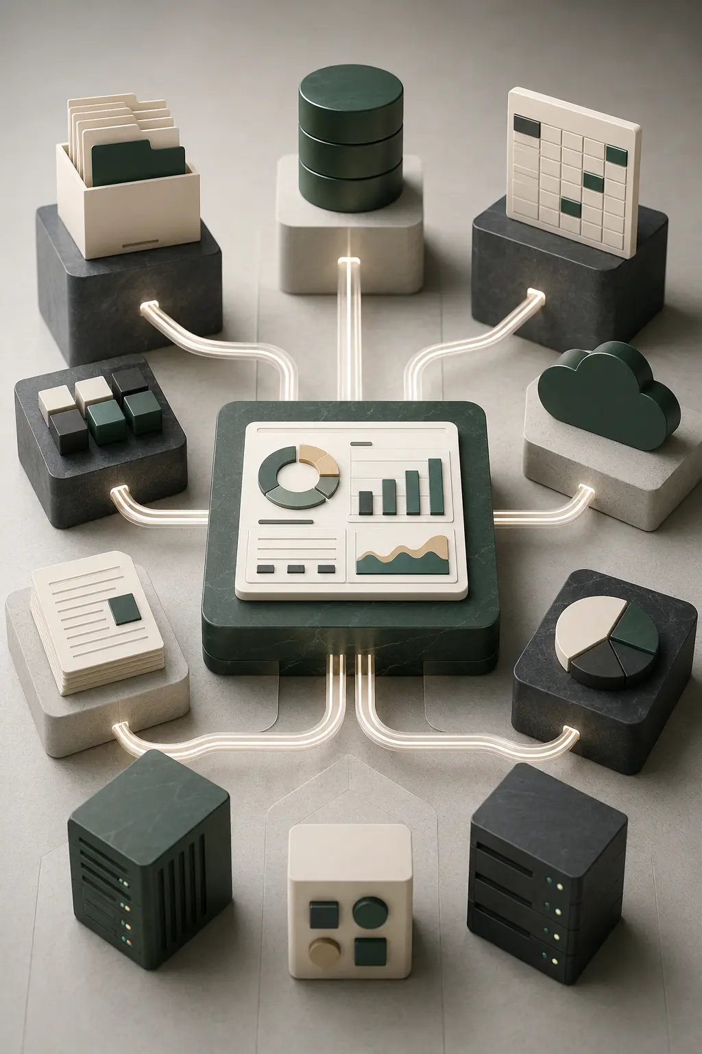 Business data sources flowing into a central workflow analytics platform